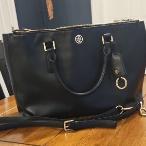 Tory Burch Black Tote with Gold Accents